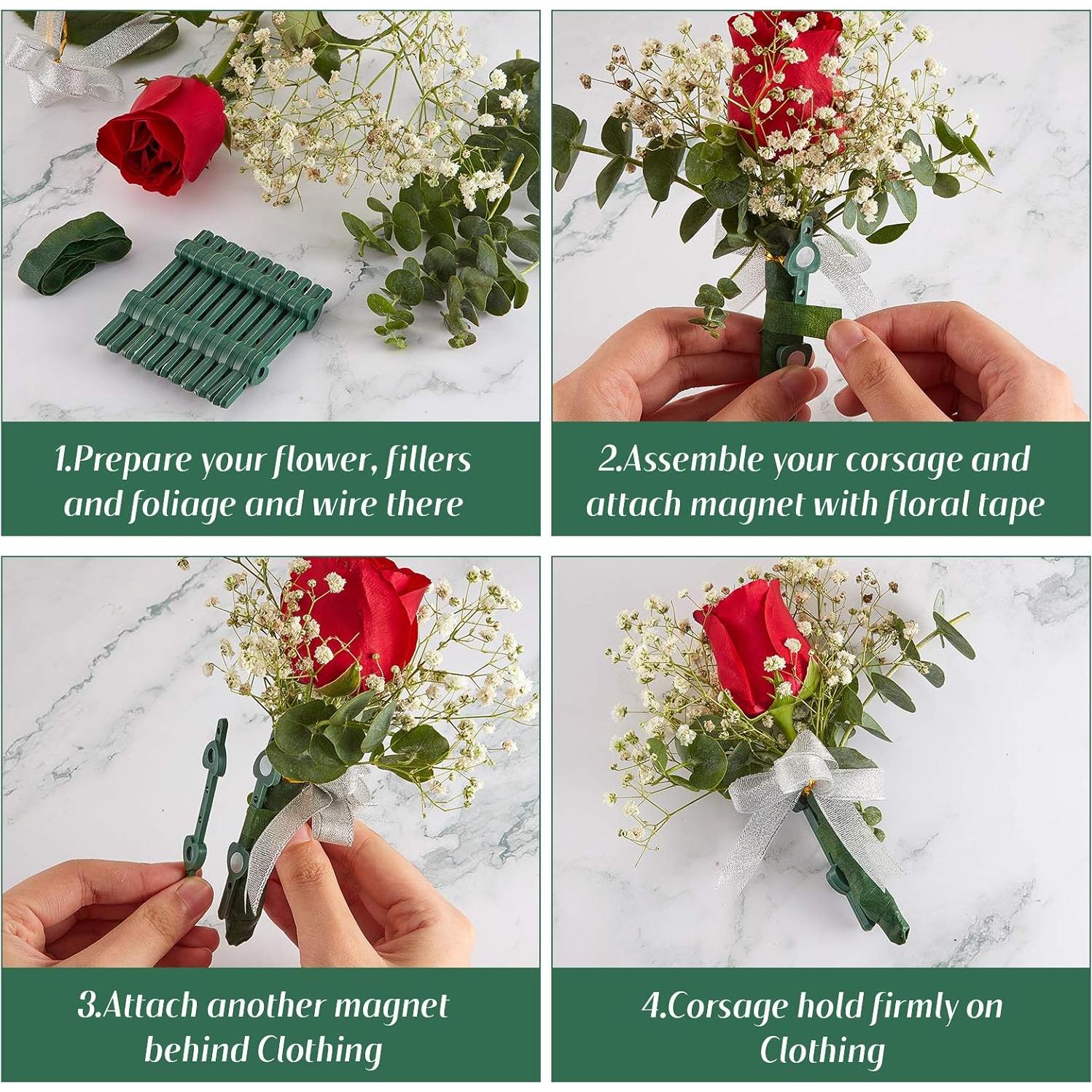 WILLBOND 15 Pares de Imán Floral para Boutonniere Corsage