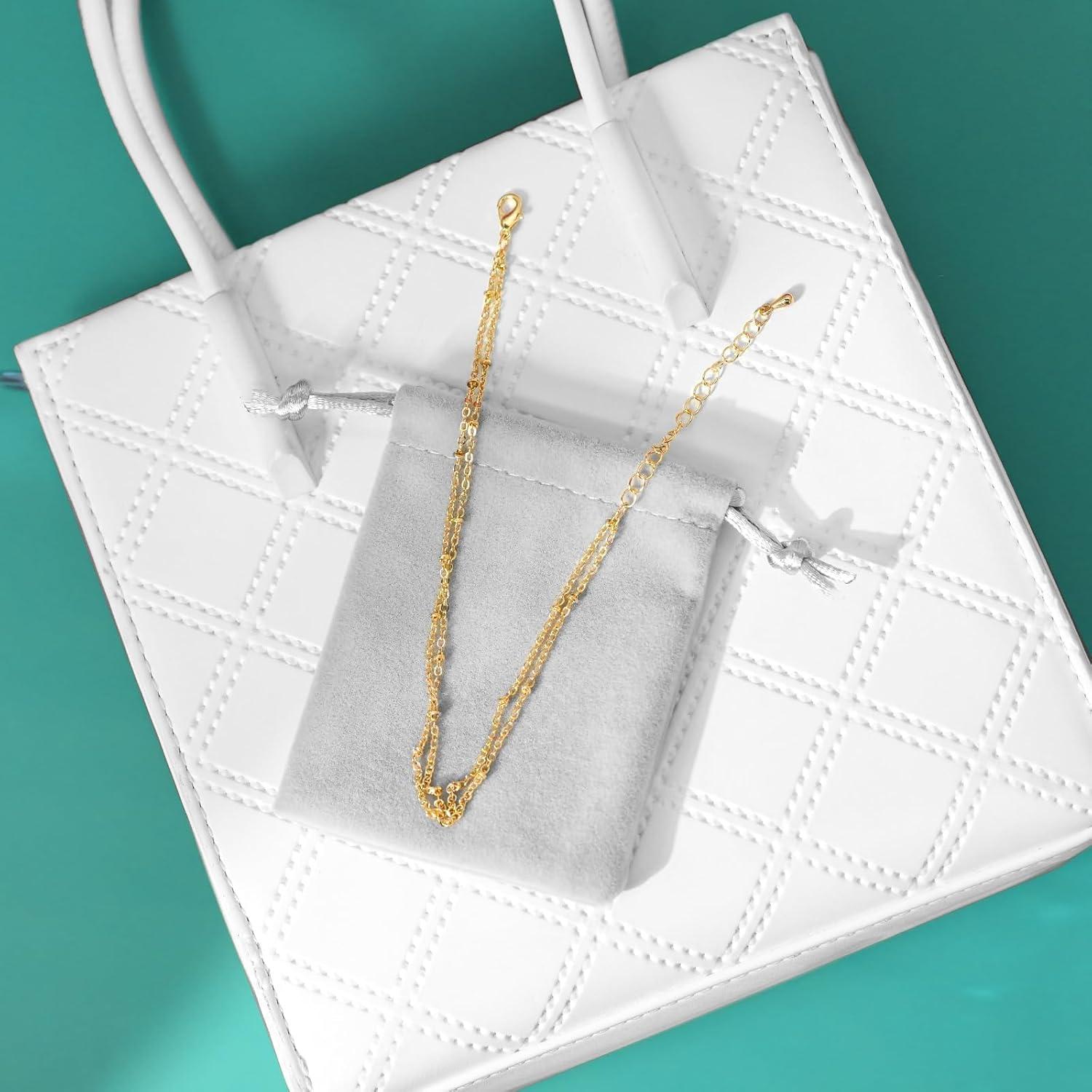 Pulseras de Tobillo Nanafast Oro 14K Ajustables para Mujeres