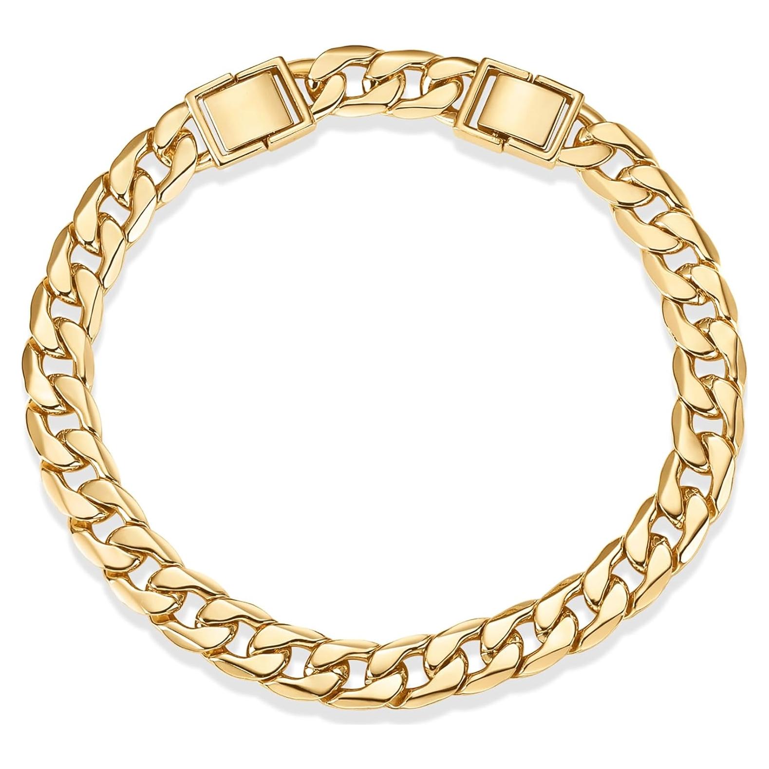 Pulsera Tobillera PAVOI Cadena Curb Gruesa Baño Oro 14K 22.86 cm