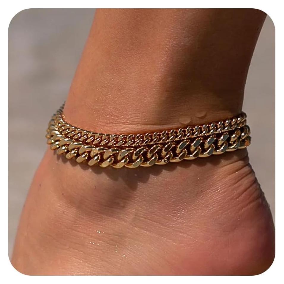 Pulseras de Tobillo Foxgirl de Oro 14K Platedo 21.6 cm