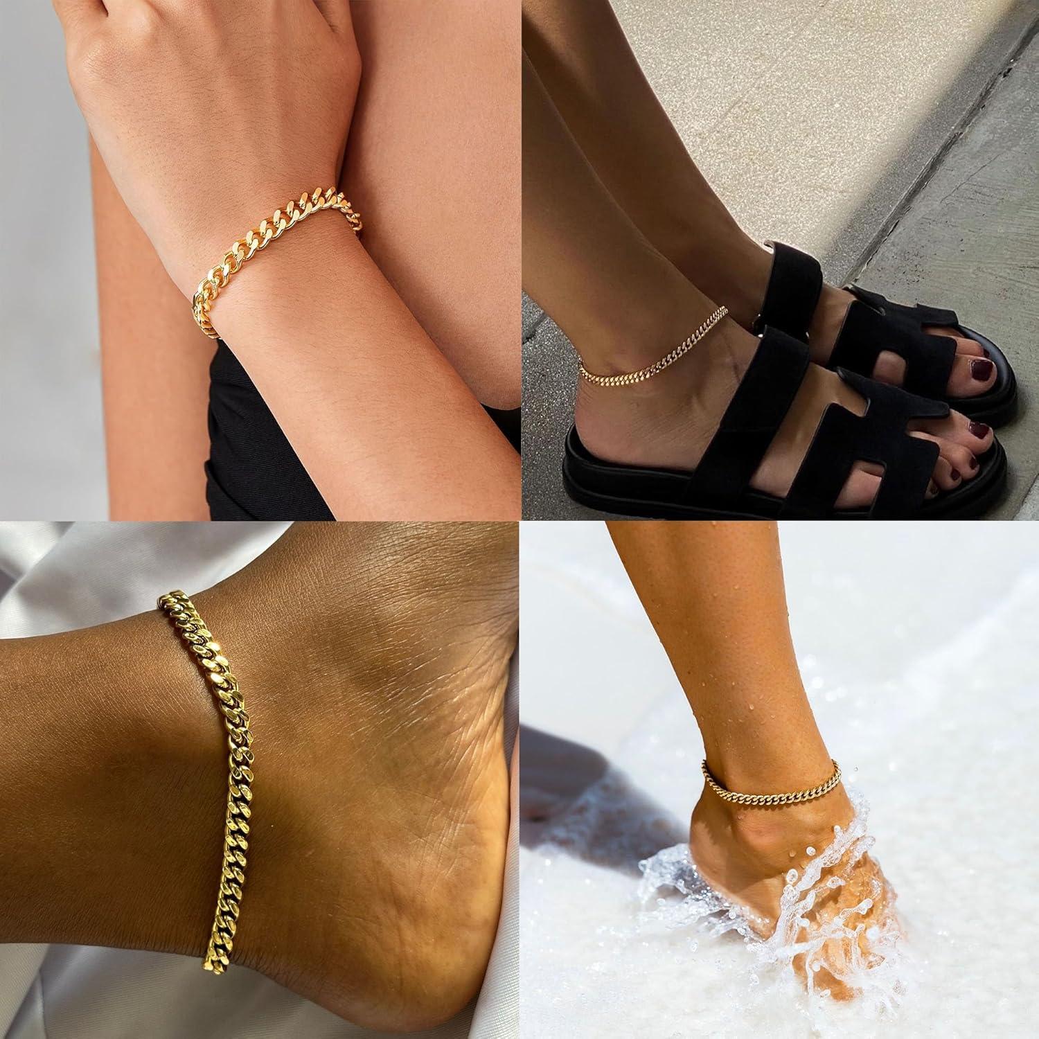 Pulseras de Tobillo Foxgirl de Oro 14K Platedo 21.6 cm