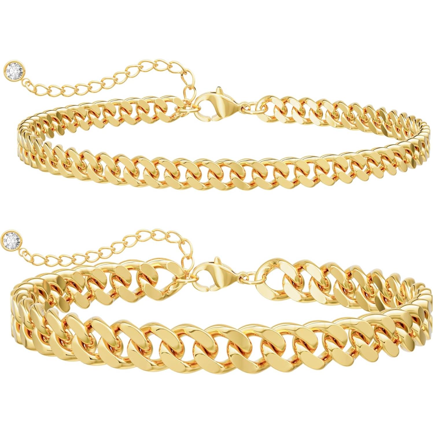 Pulseras de Tobillo Foxgirl de Oro 14K Platedo 21.6 cm