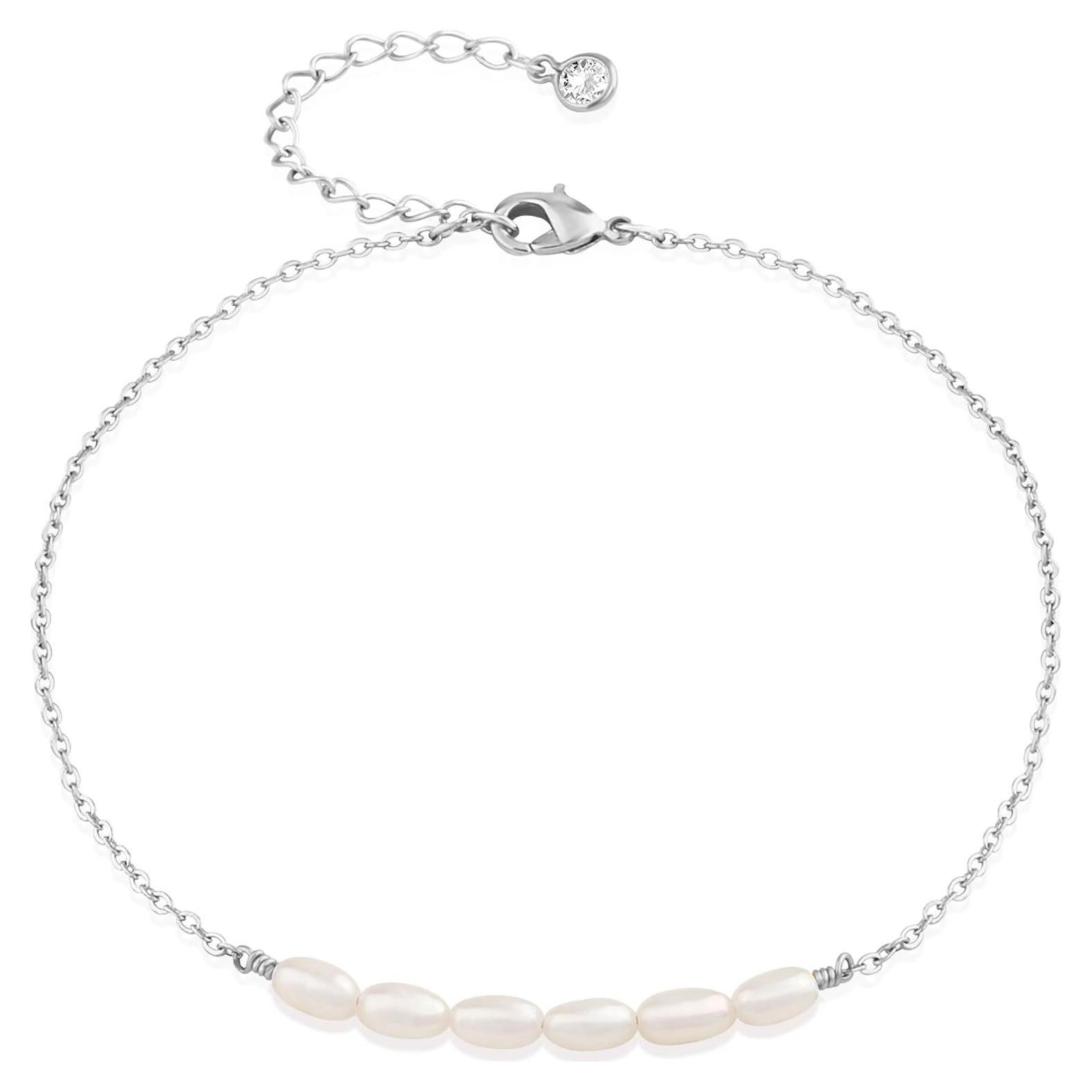 Tobillera de Perlas de Agua Dulce MEVECCO - Plata Esterlina 14K