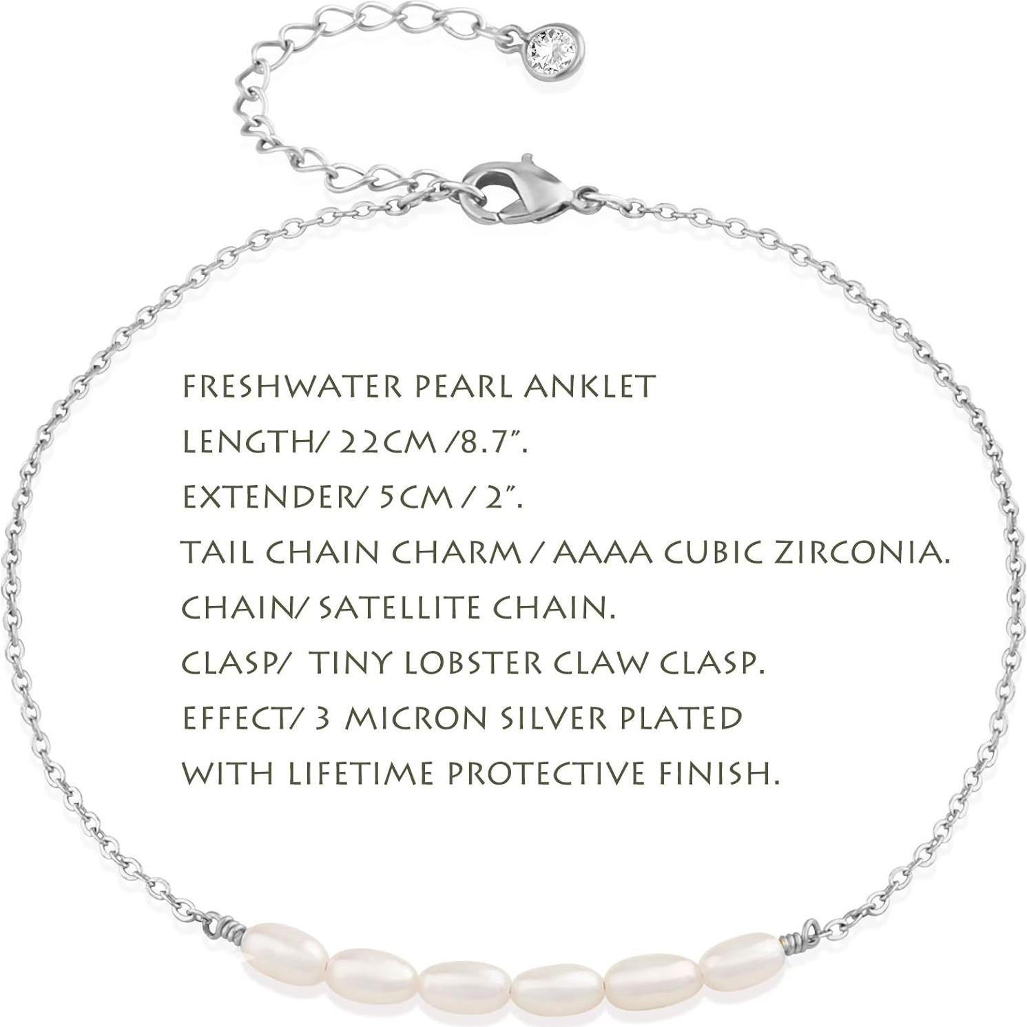 Tobillera de Perlas de Agua Dulce MEVECCO - Plata Esterlina 14K