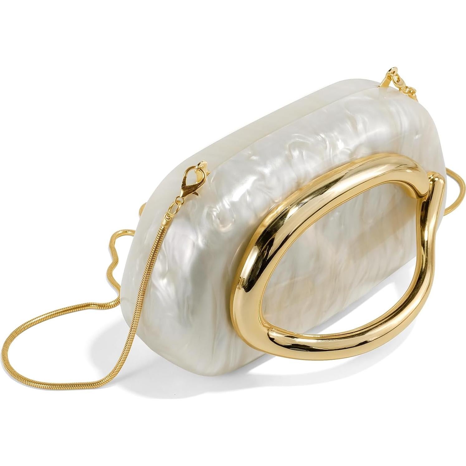 Bolso Clutch de Cuero PU Mármol Blanco para Mujeres 2025