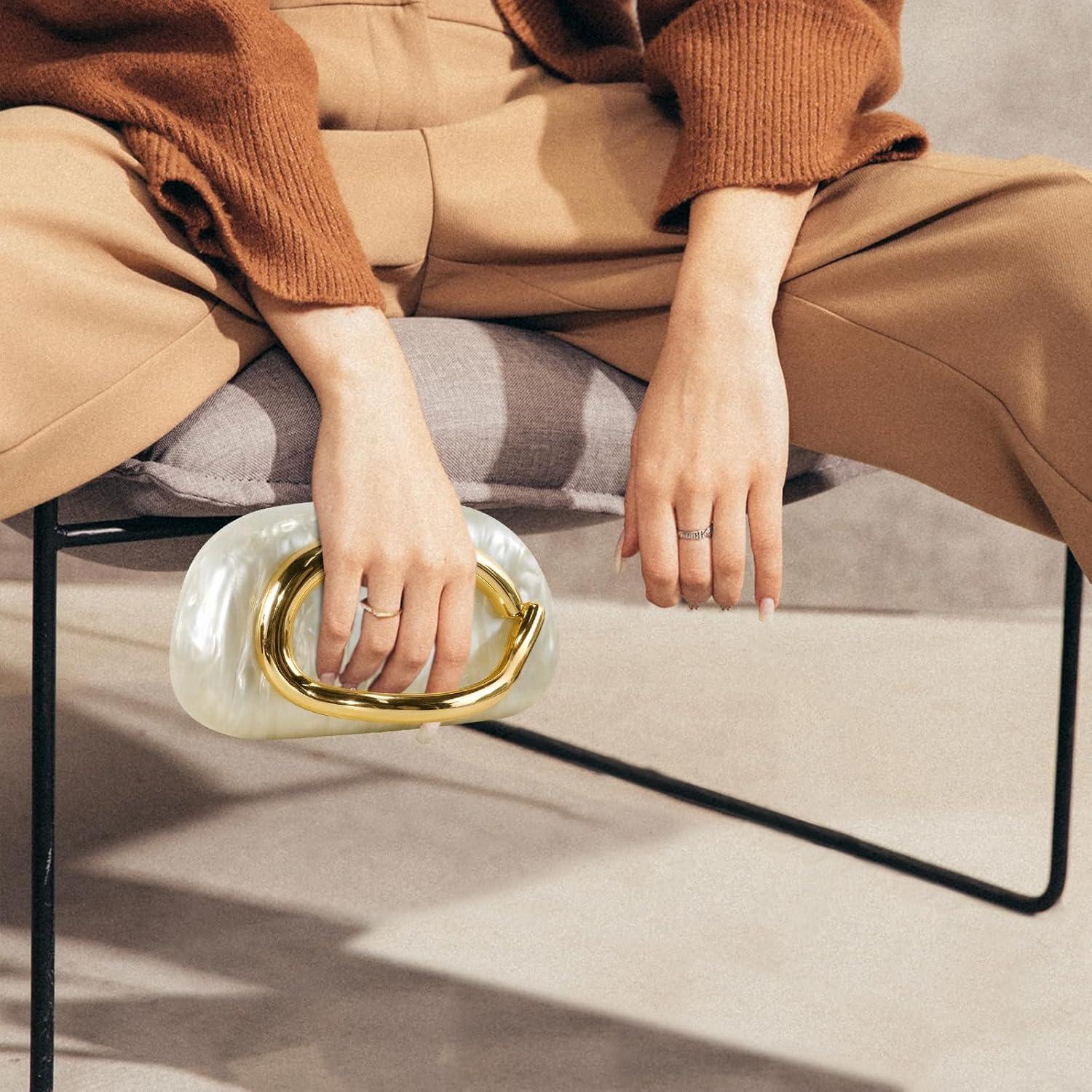 Bolso Clutch de Cuero PU Mármol Blanco para Mujeres 2025