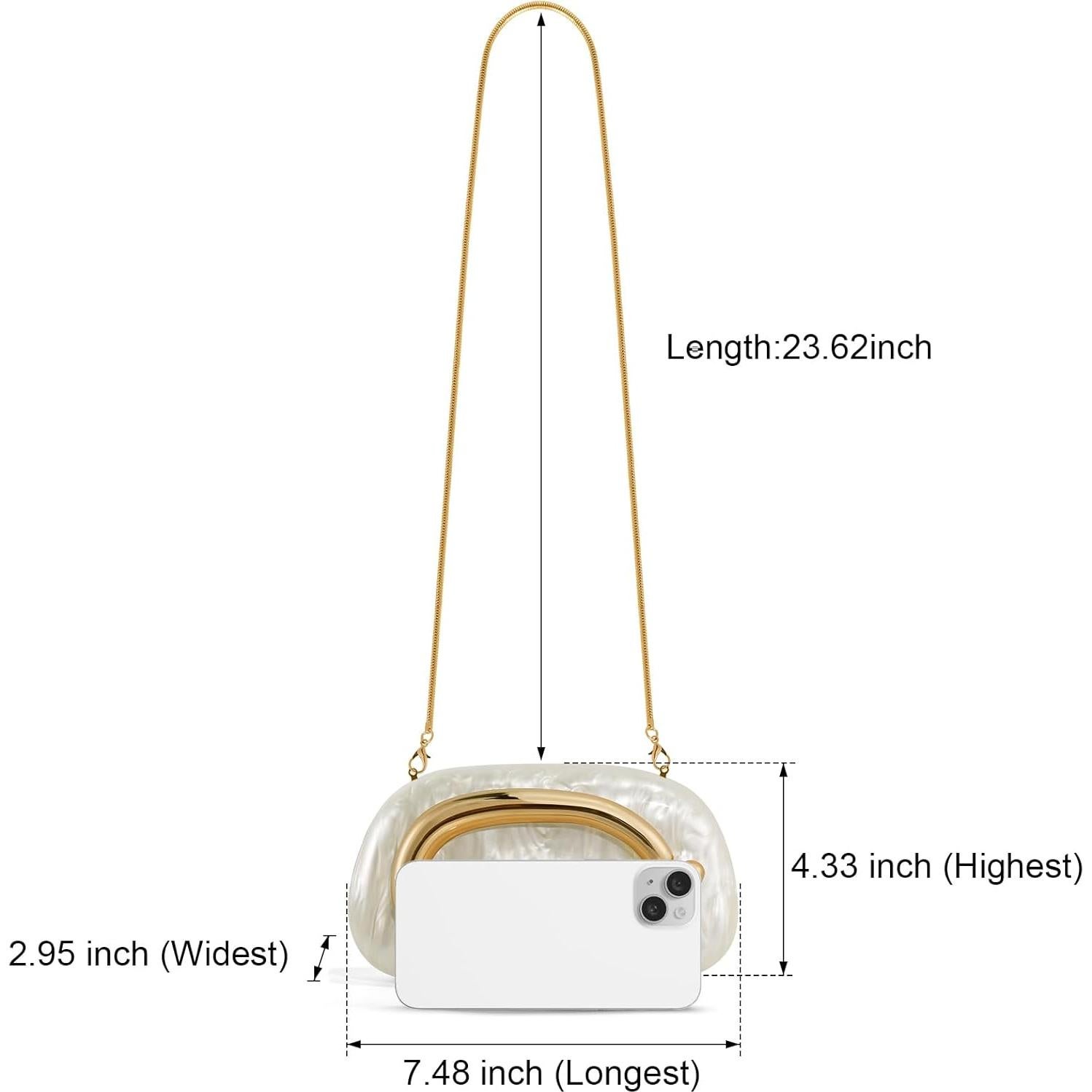 Bolso Clutch de Cuero PU Mármol Blanco para Mujeres 2025