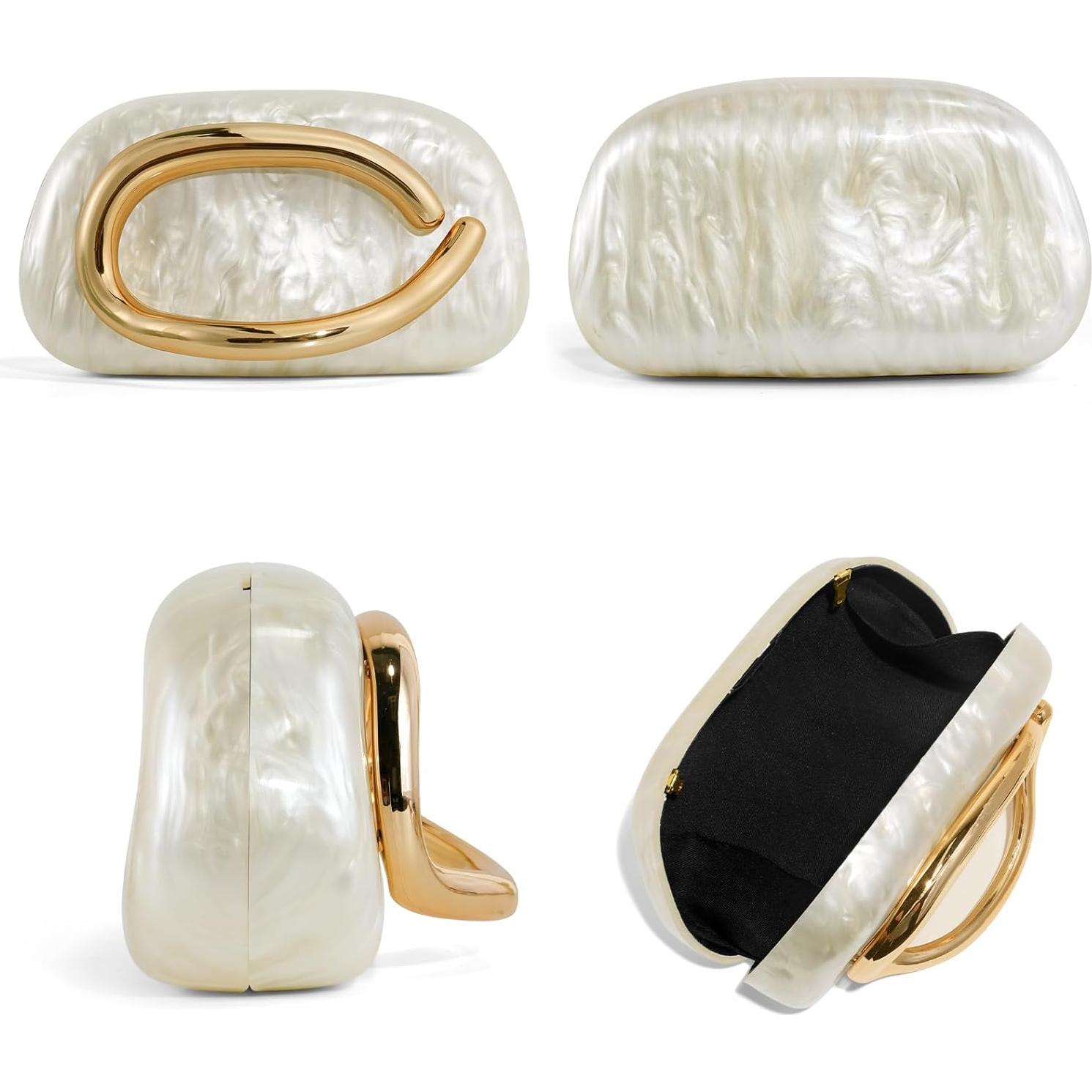 Bolso Clutch de Cuero PU Mármol Blanco para Mujeres 2025