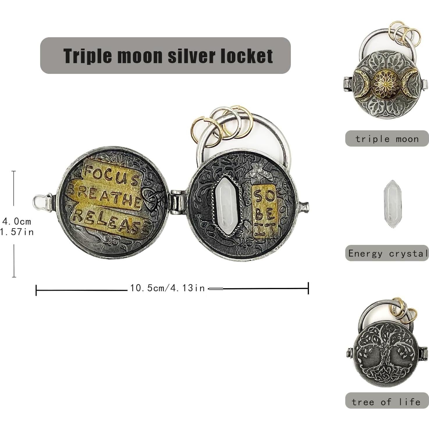 Medallón Triple Luna de Plata con Árbol de la Vida - 99g