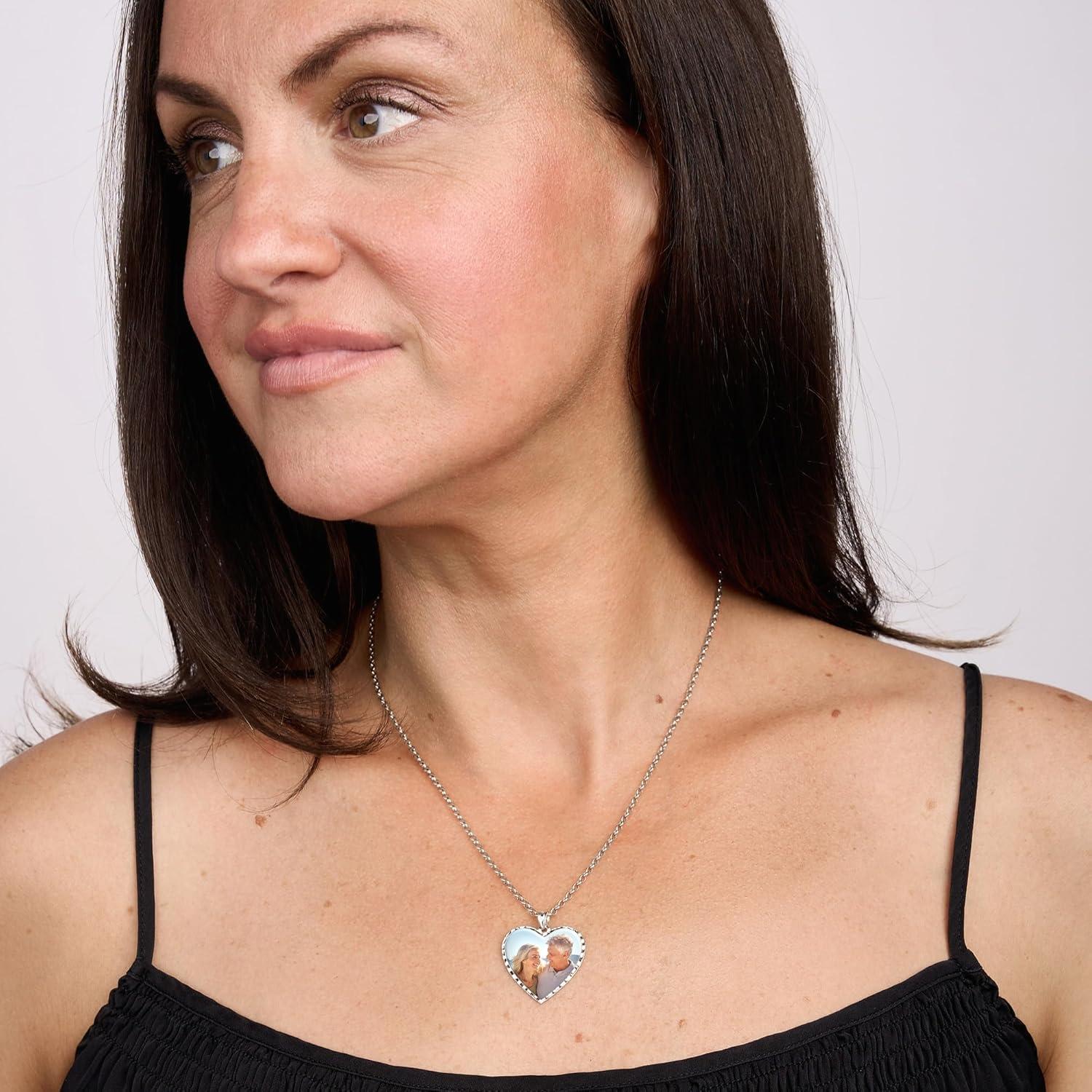 Collar Corazón Personalizado PicturesOnGold Plata 2.54cm