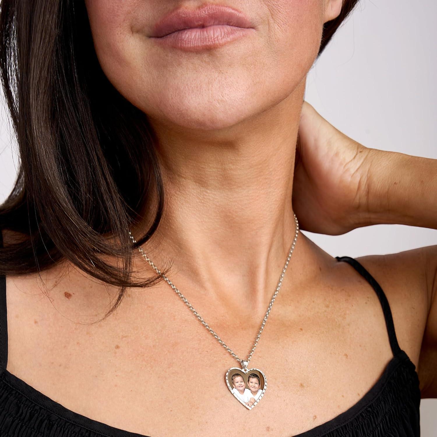 Collar Corazón Personalizado PicturesOnGold Plata 2.54cm