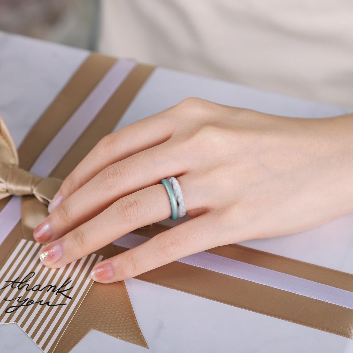 Anillos de Silicona para Mujeres Egnaro - Bandas de Boda Transpirables