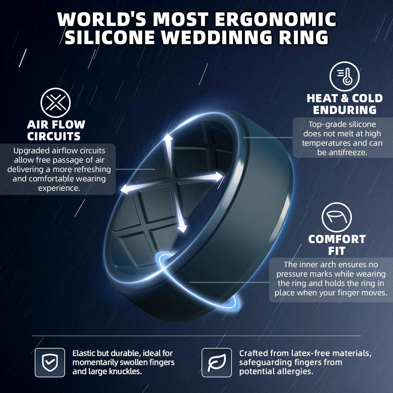 Anillos de Silicona para Hombre Egnaro 10mm Ancho 2.5mm Grosor