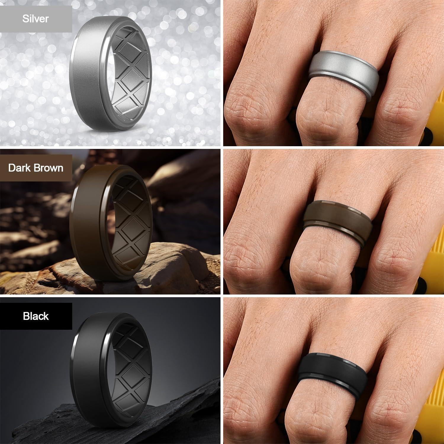 Anillos de Silicona para Hombre Egnaro 10mm Ancho 2.5mm Grosor
