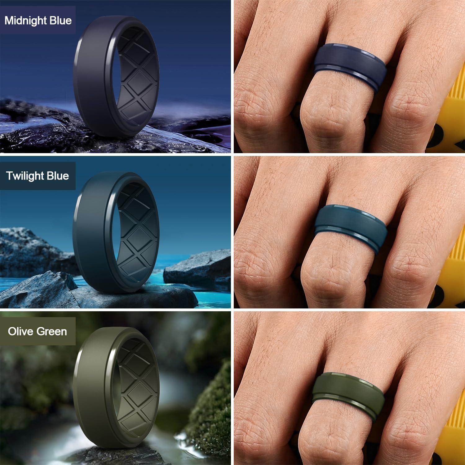 Anillos de Silicona para Hombre Egnaro 10mm Ancho 2.5mm Grosor