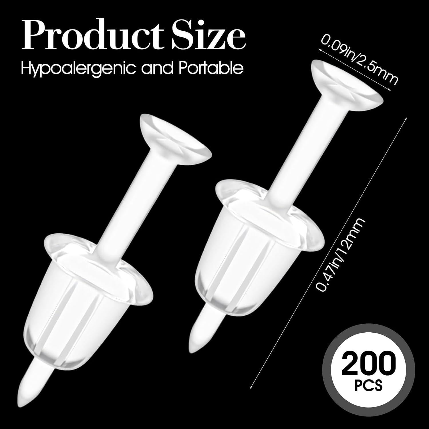 Juego de 100 Pendientes Transparentes Sorcristy para Oídos Sensibles