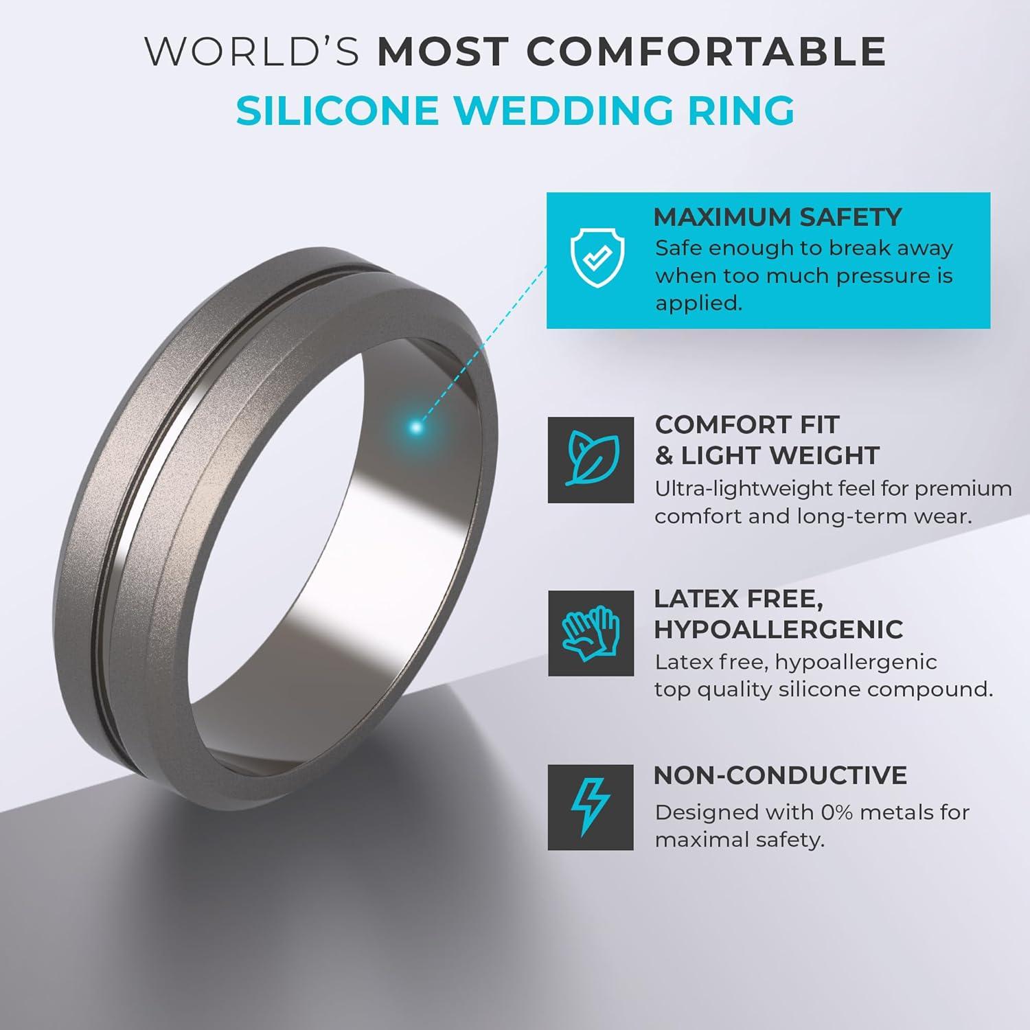 Anillos de Boda de Silicona ThunderFit para Hombres 8.2mm