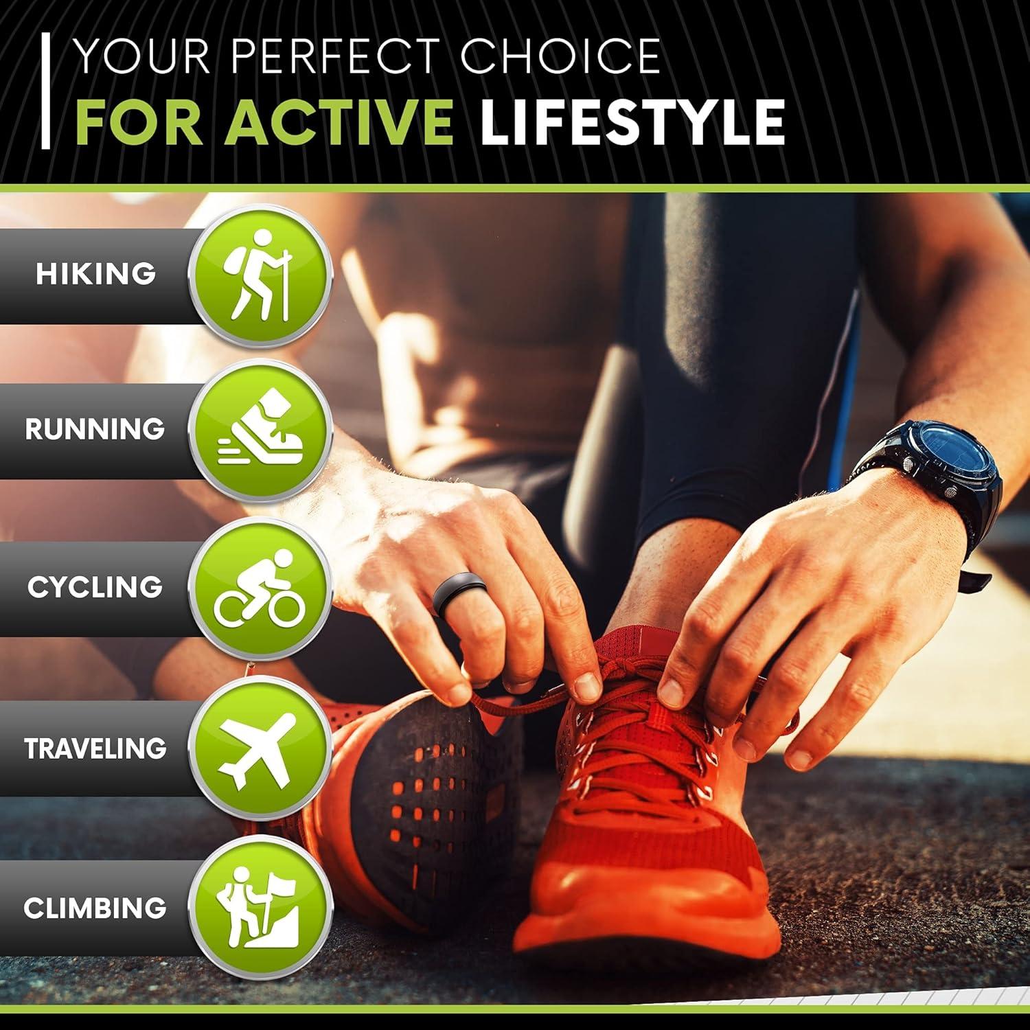 Anillos de Silicona para Boda POPCHOSE - Hombres Talla 7-13