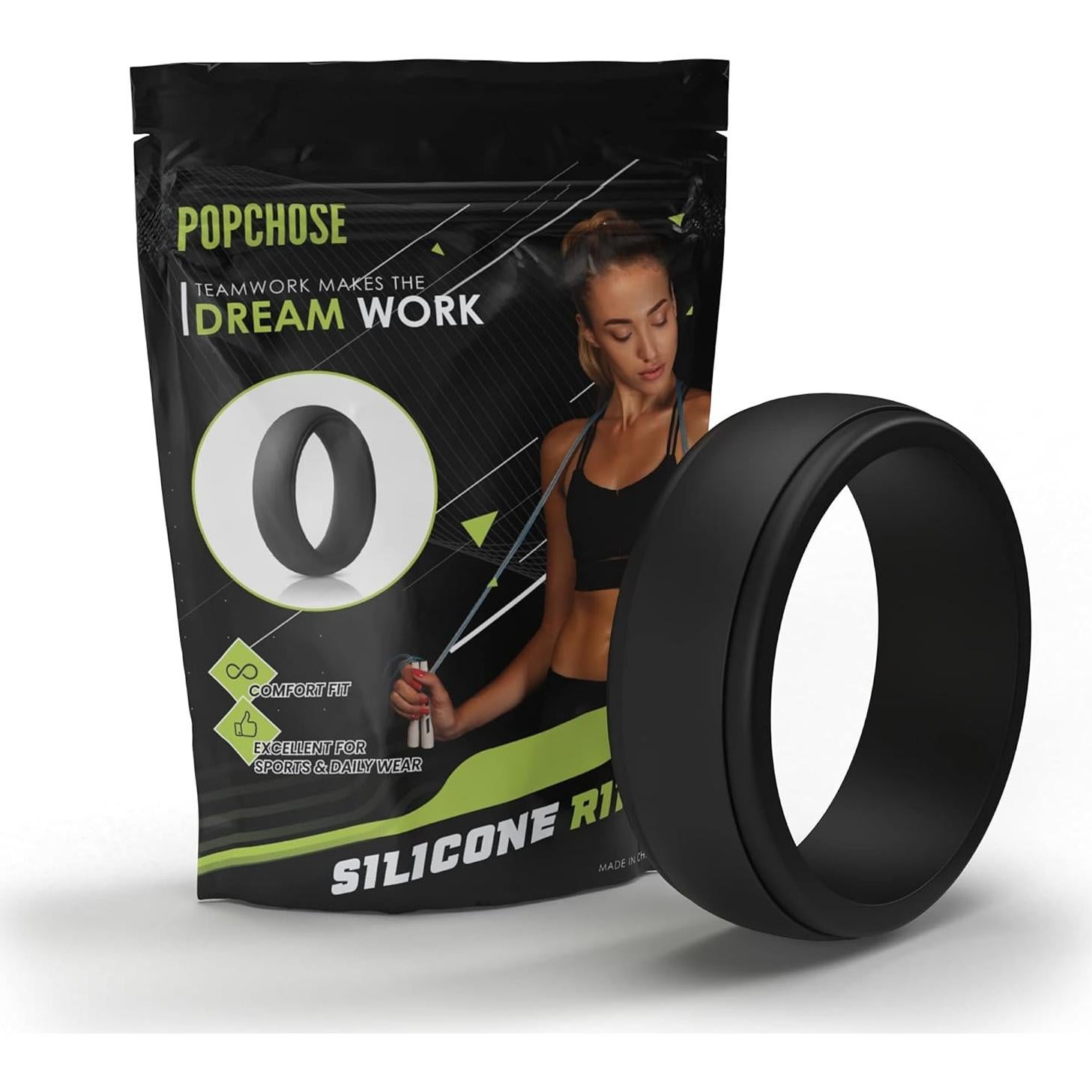 Anillos de Silicona para Boda POPCHOSE - Hombres Talla 7-13