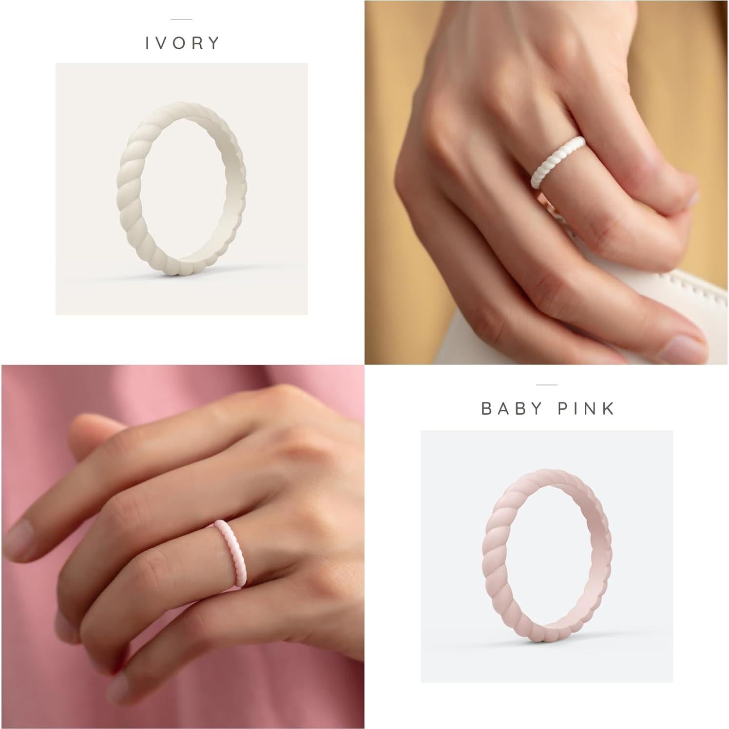 Anillos de Boda de Silicona ThunderFit para Mujeres - Pack C