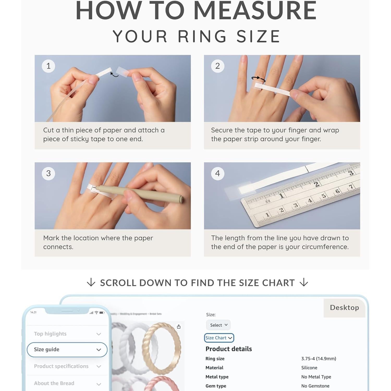 Anillos de Boda de Silicona ThunderFit para Mujeres - Pack C