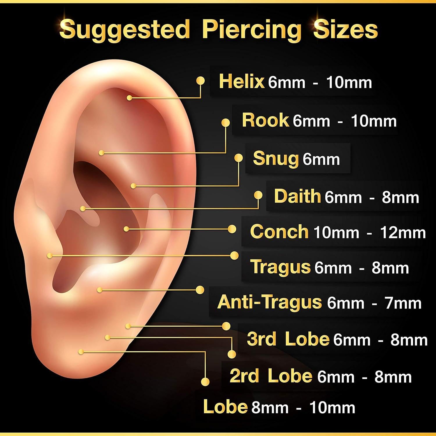 6 Piezas Retenedores de Piercing Bioflex 16g 8mm Claro