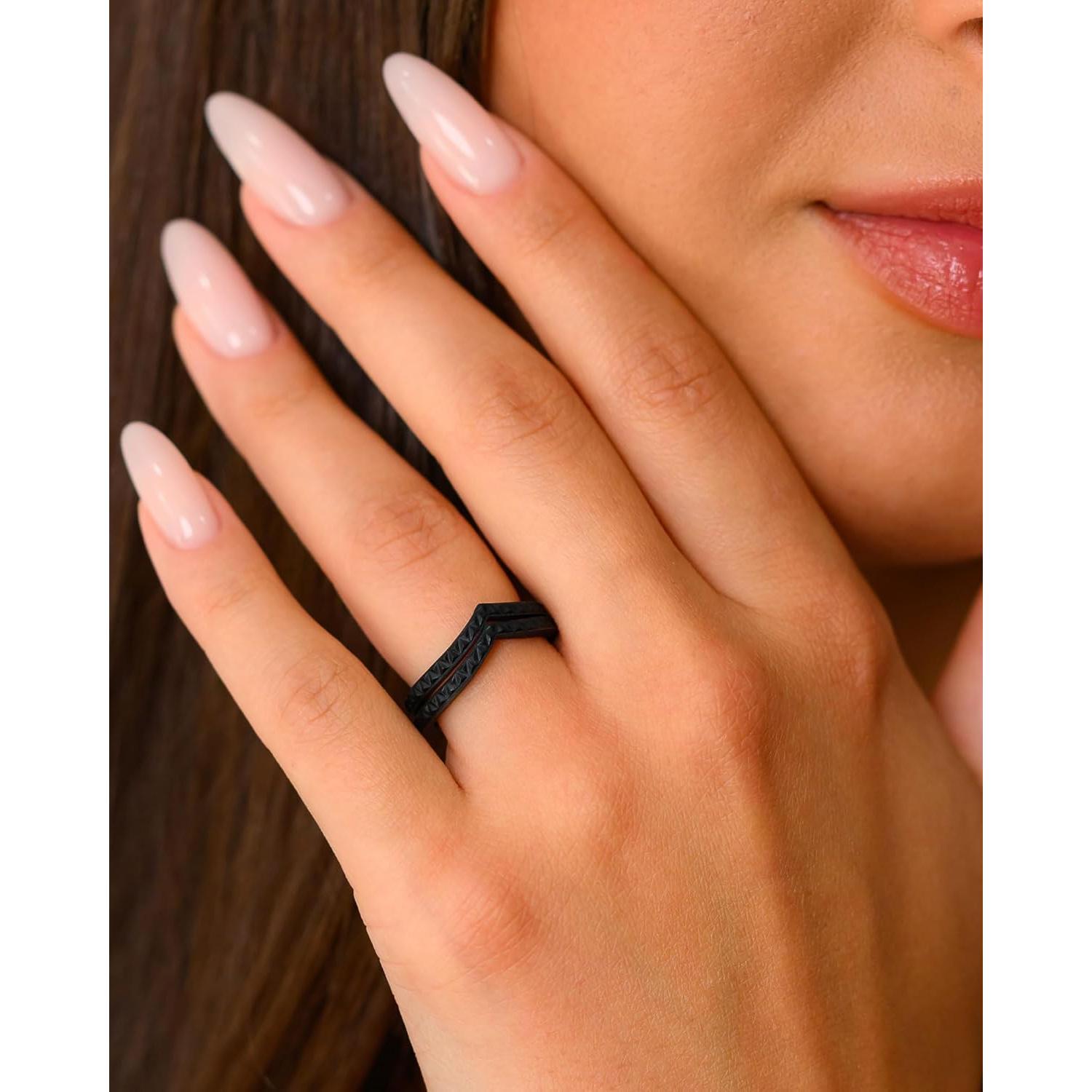 Anillos de Silicona Rinfit para Mujeres - Conjunto de 7 Negros