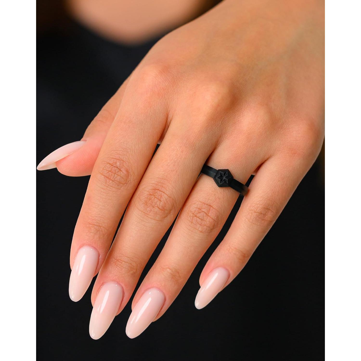 Anillos de Silicona Rinfit para Mujeres - Conjunto de 7 Negros