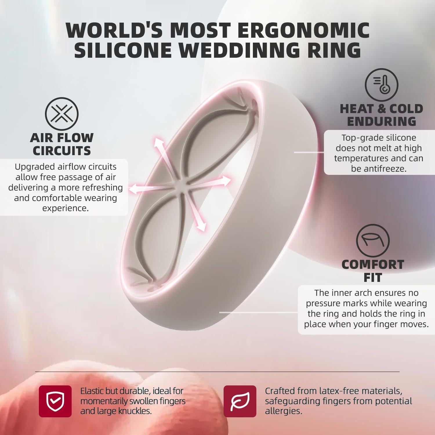 Anillos de Promesa de Silicona Egnaro para Mujeres - 6mm Ancho