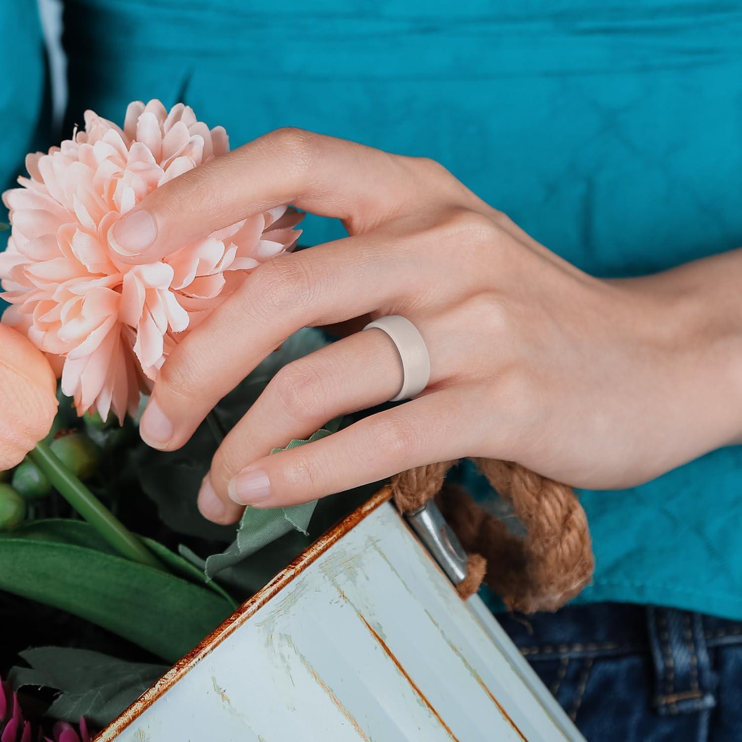 Anillos de Promesa de Silicona Egnaro para Mujeres - 6mm Ancho