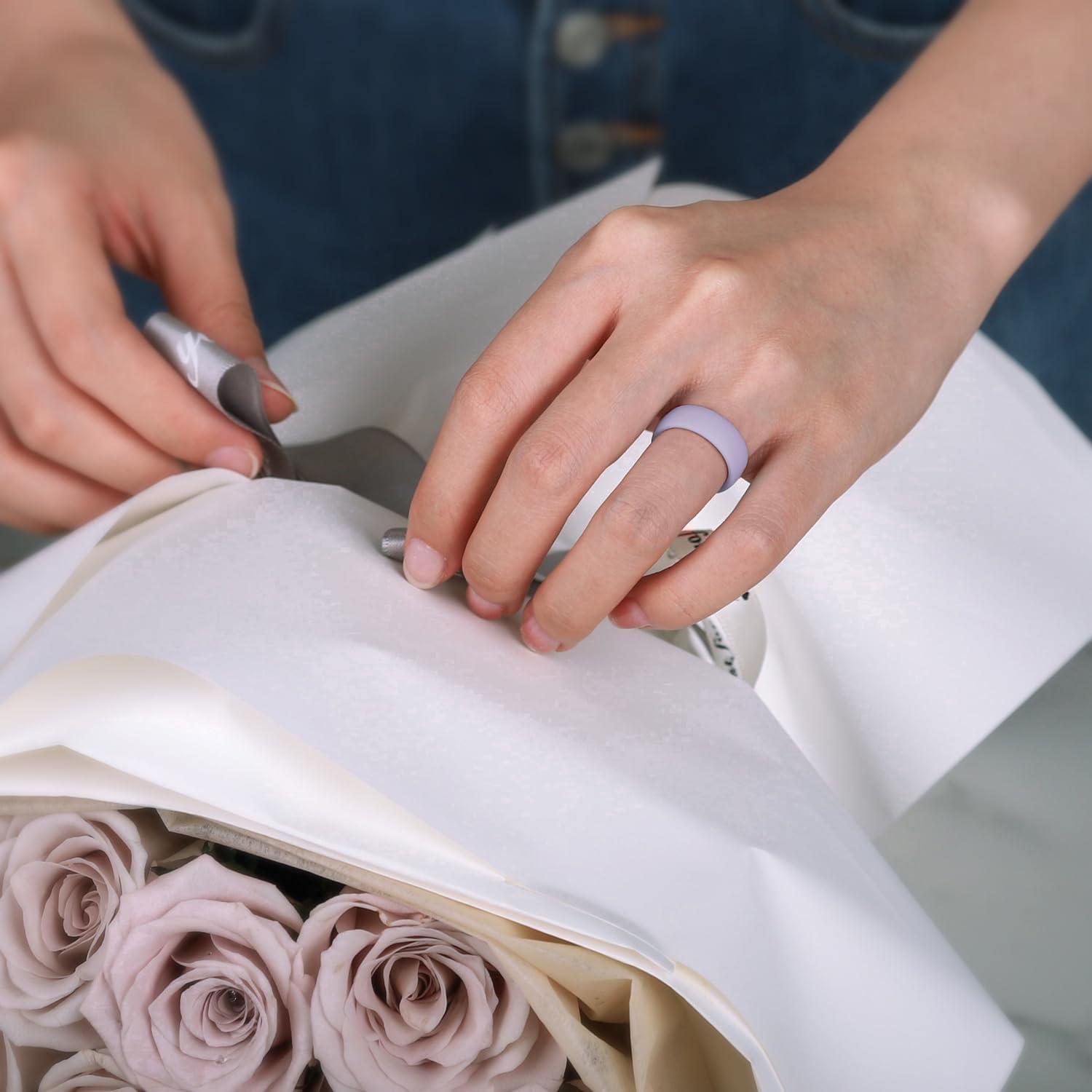 Anillos de Promesa de Silicona Egnaro para Mujeres - 6mm Ancho