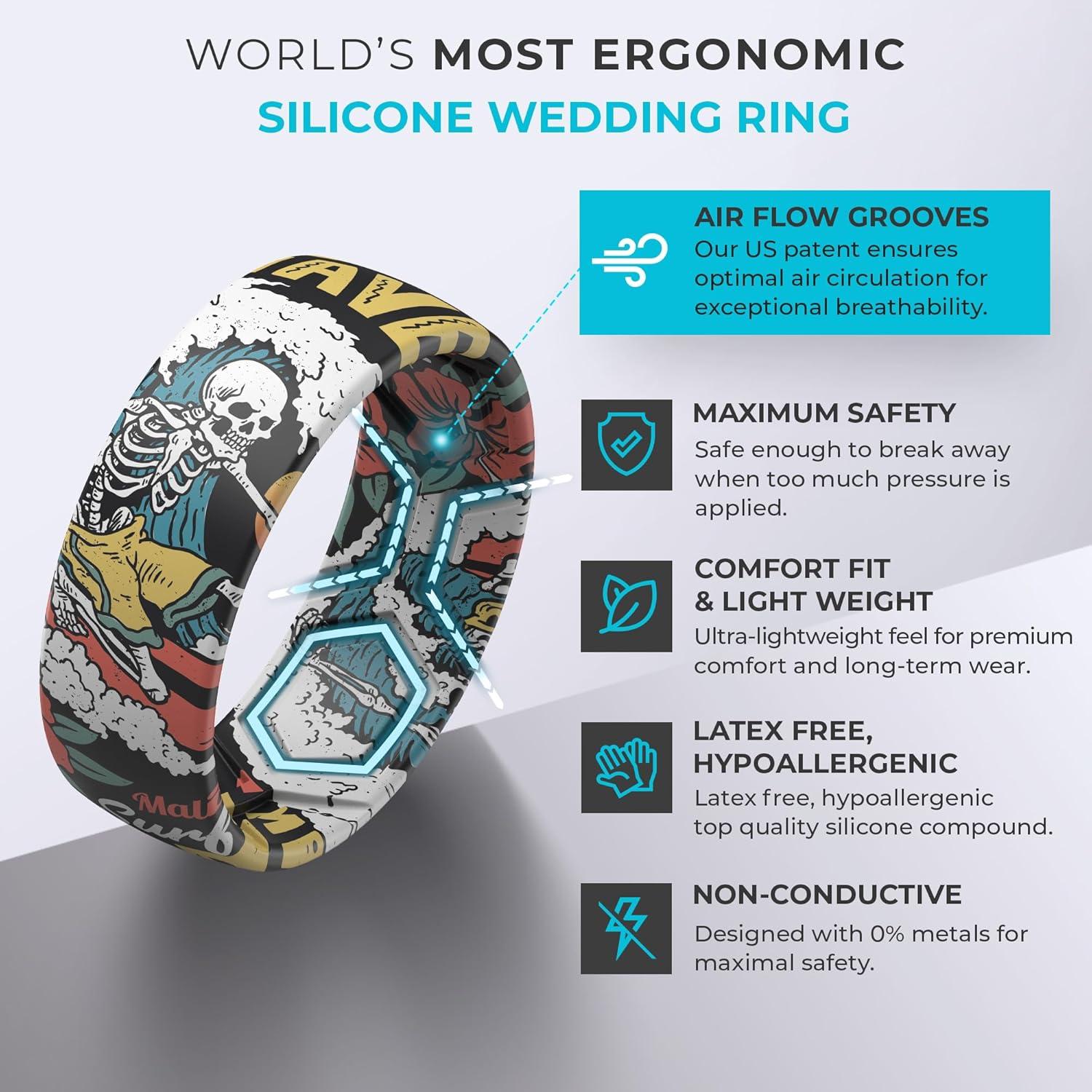 Anillo de Boda de Silicona ThunderFit para Hombres 8mm