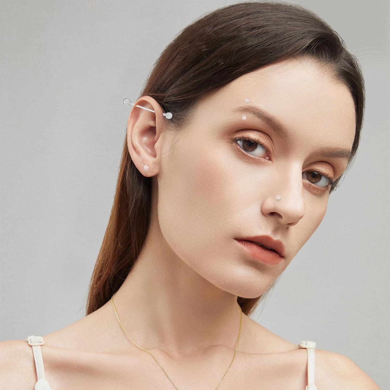 60 Retenedores Transparentes Bioflex para Piercings - Hipoalergénicos