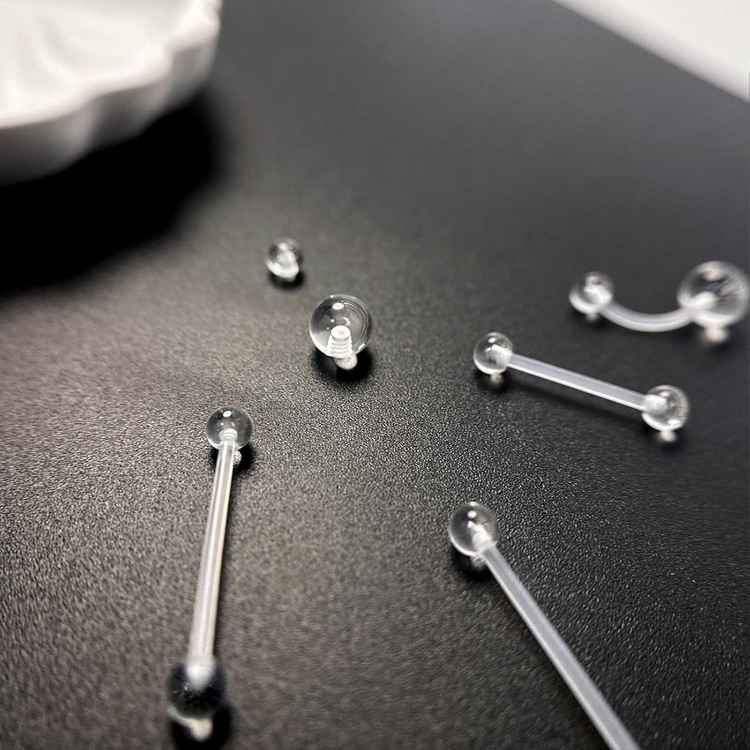 60 Retenedores Transparentes Bioflex para Piercings - Hipoalergénicos