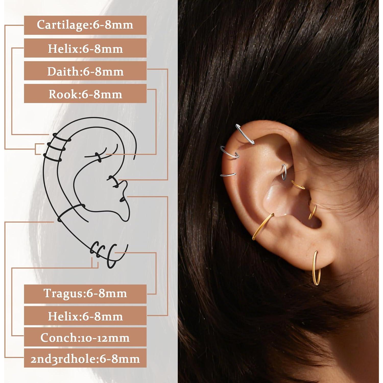 Juego de Aros Nasales Hipoalergénicos 8 Piezas 18G Acero 316L