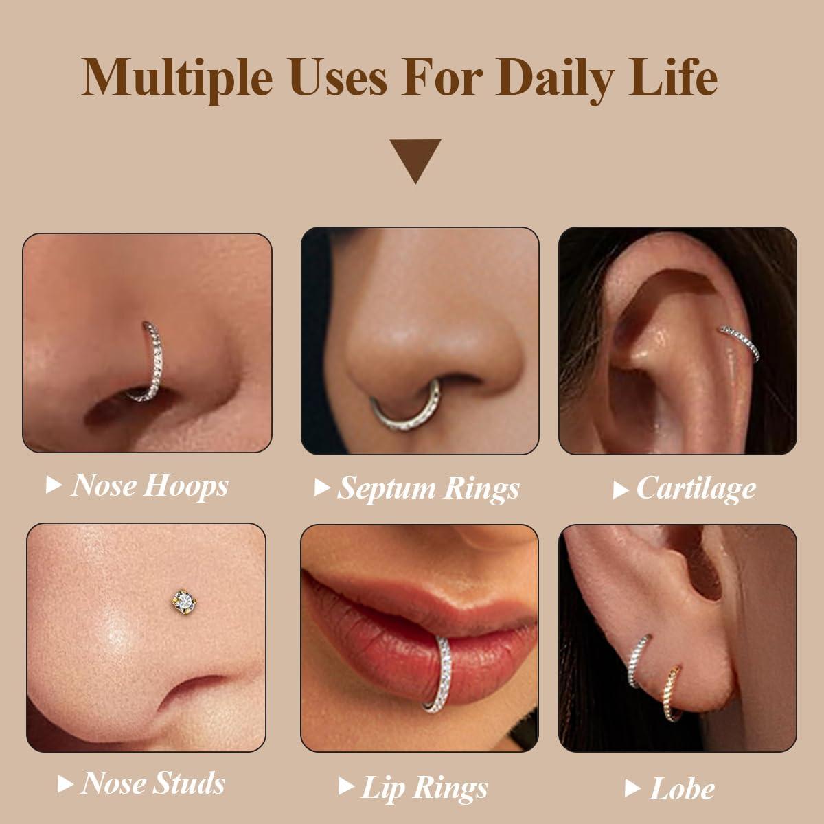 Conjunto de Anillos de Nariz Acero Quirúrgico 316L Hipoalergénico
