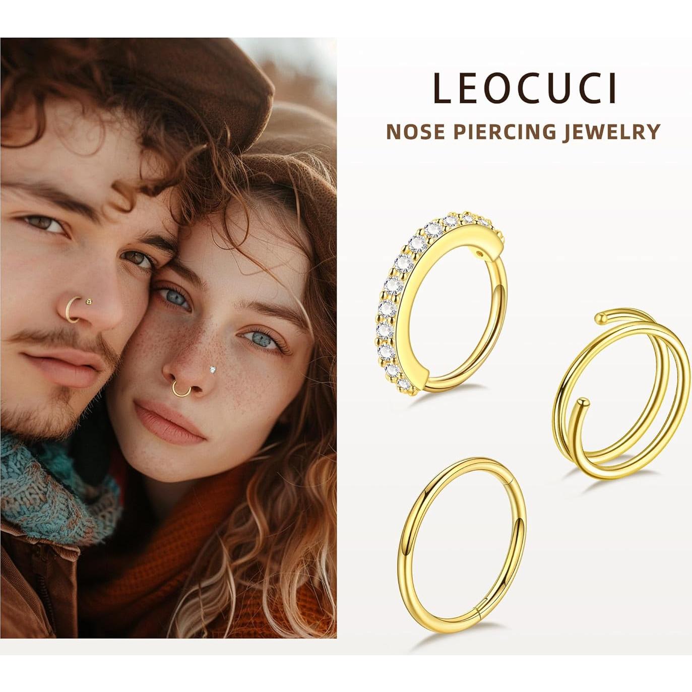 Piercings de Nariz Studs y Aros Baño de Oro para Mujeres