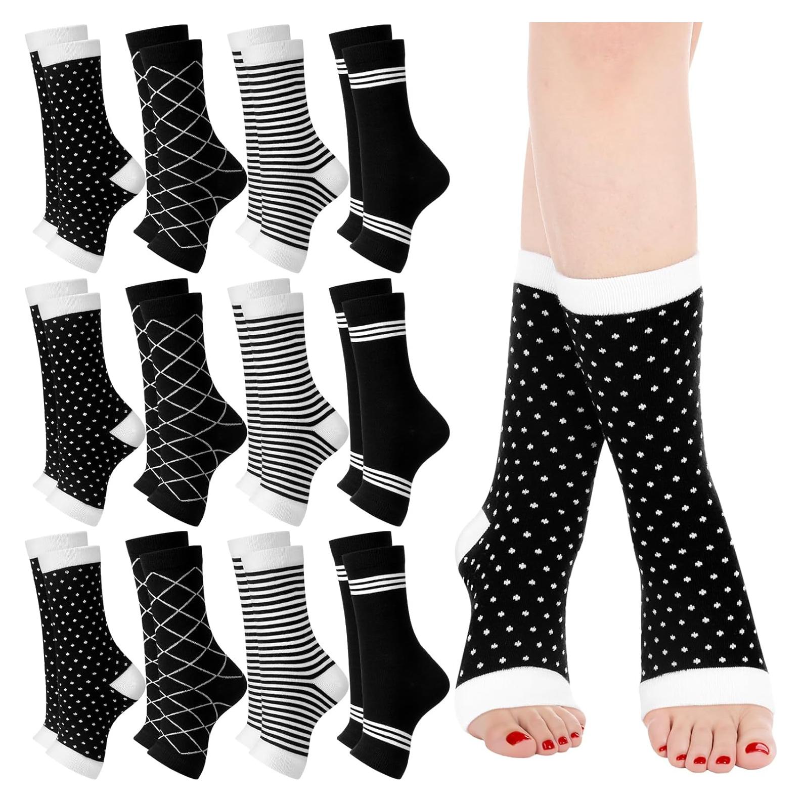 Calcetines de Pedicura Sin Dedos Janmercy - 12 Pares Algodón