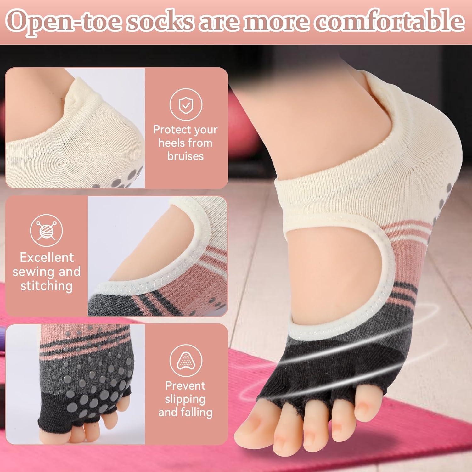 Calcetines Antideslizantes de Pilates BERVASTO 3 Piezas Mujeres