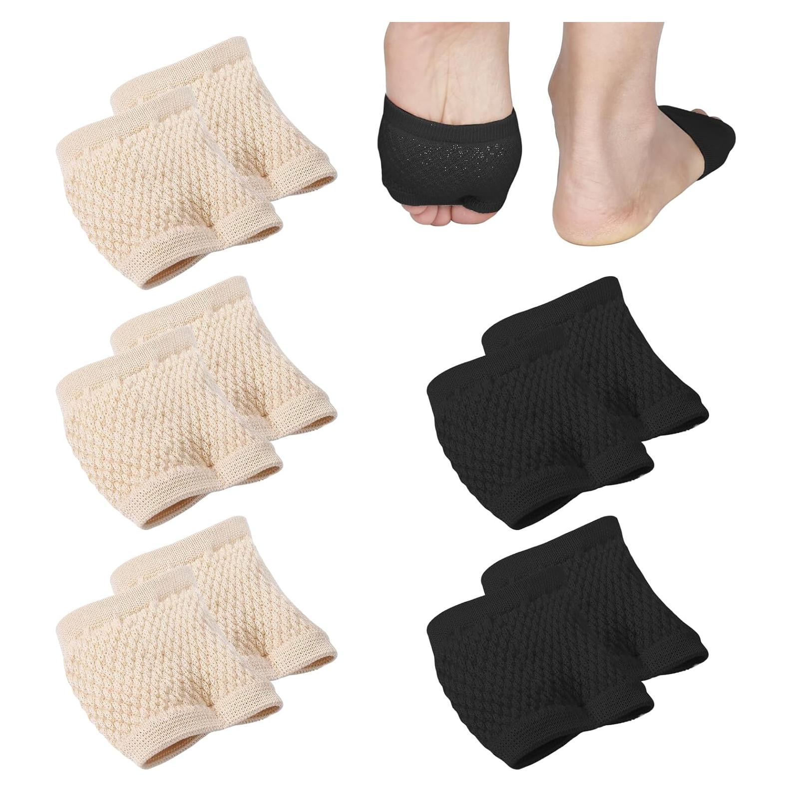 5 Pares de Calcetines Abiertos Antideslizantes para Mujeres - Negro y Piel