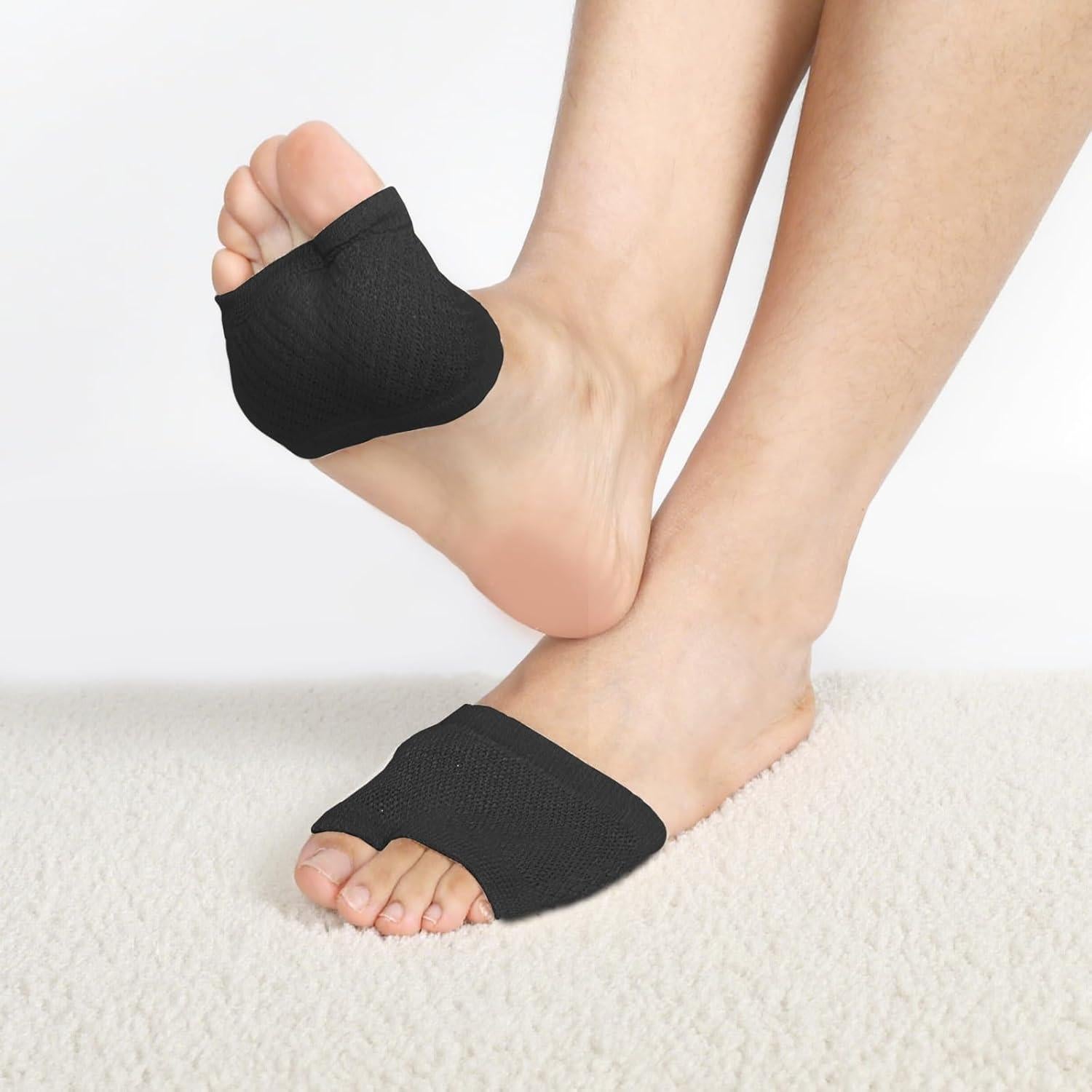 5 Pares de Calcetines Abiertos Antideslizantes para Mujeres - Negro y Piel