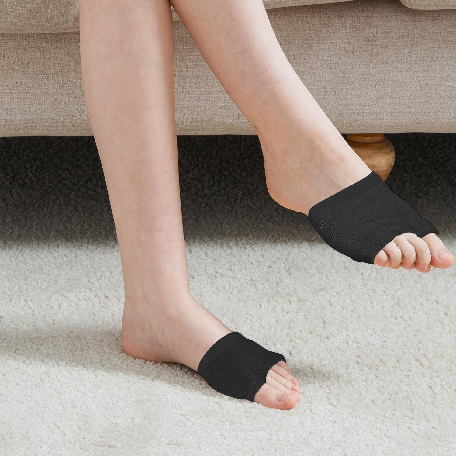 5 Pares de Calcetines Abiertos Antideslizantes para Mujeres - Negro y Piel