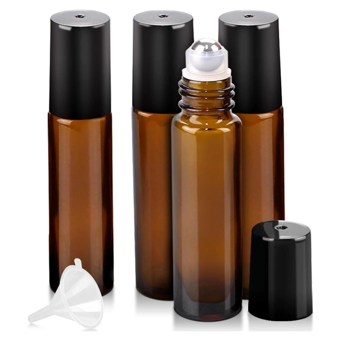 4 Botellas de Aceite Esencial Worldgsb 10ml Vidrio Ámbar