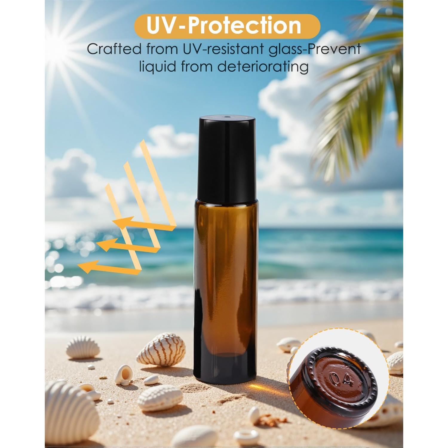 4 Botellas de Aceite Esencial Worldgsb 10ml Vidrio Ámbar