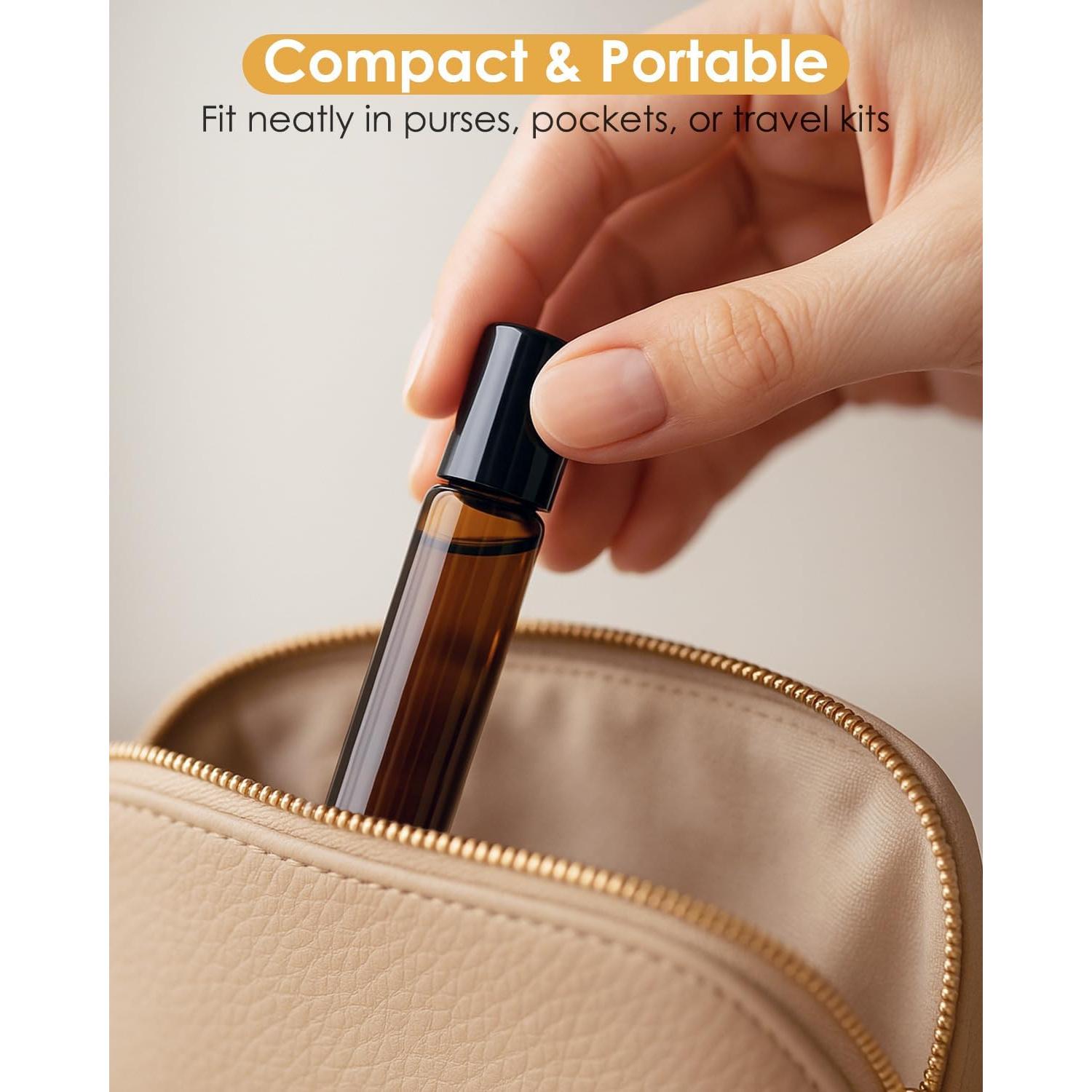 4 Botellas de Aceite Esencial Worldgsb 10ml Vidrio Ámbar