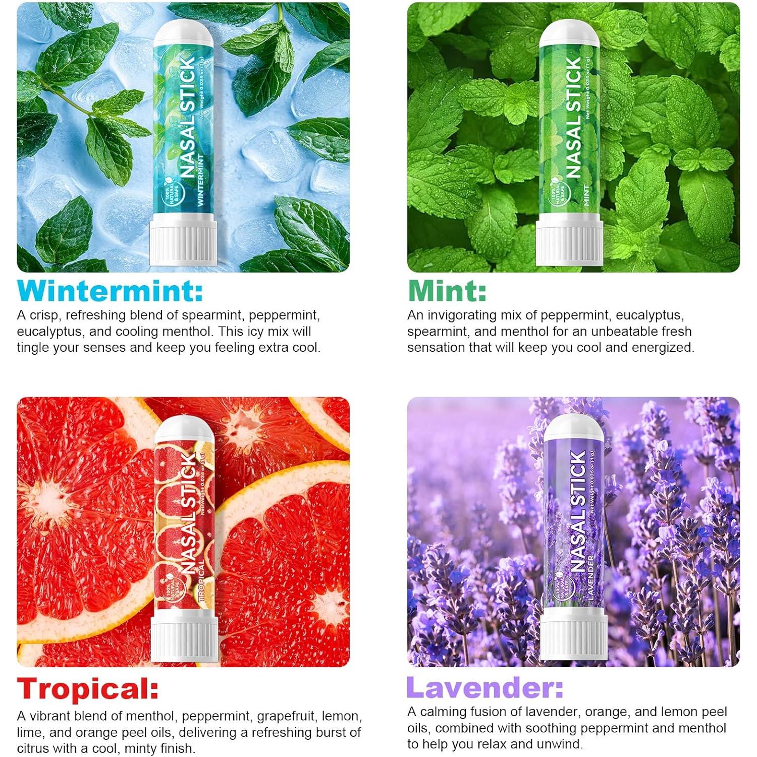 Palitos Nasales HUALIJIA - 4 Sabores Naturales, Alivio Instantáneo