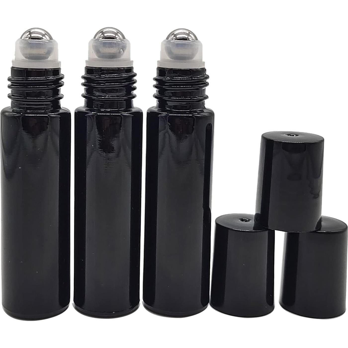 24 Botellas de Rodillo de Aceite Esencial 10ml BEGIKET Negras