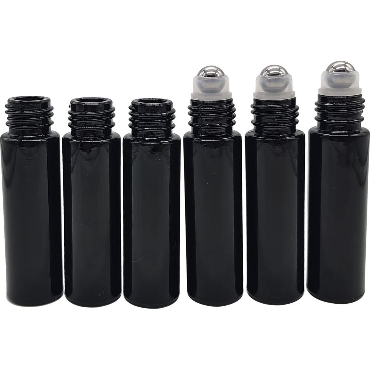 24 Botellas de Rodillo de Aceite Esencial 10ml BEGIKET Negras