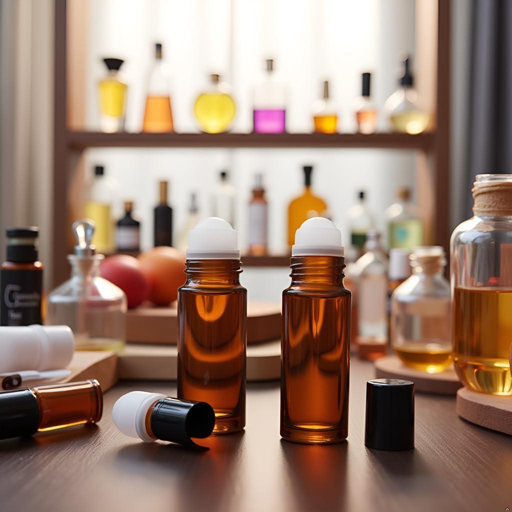 Set de 2 Botellas de Vidrio Marrón 50ml con Rodillo Galepromot