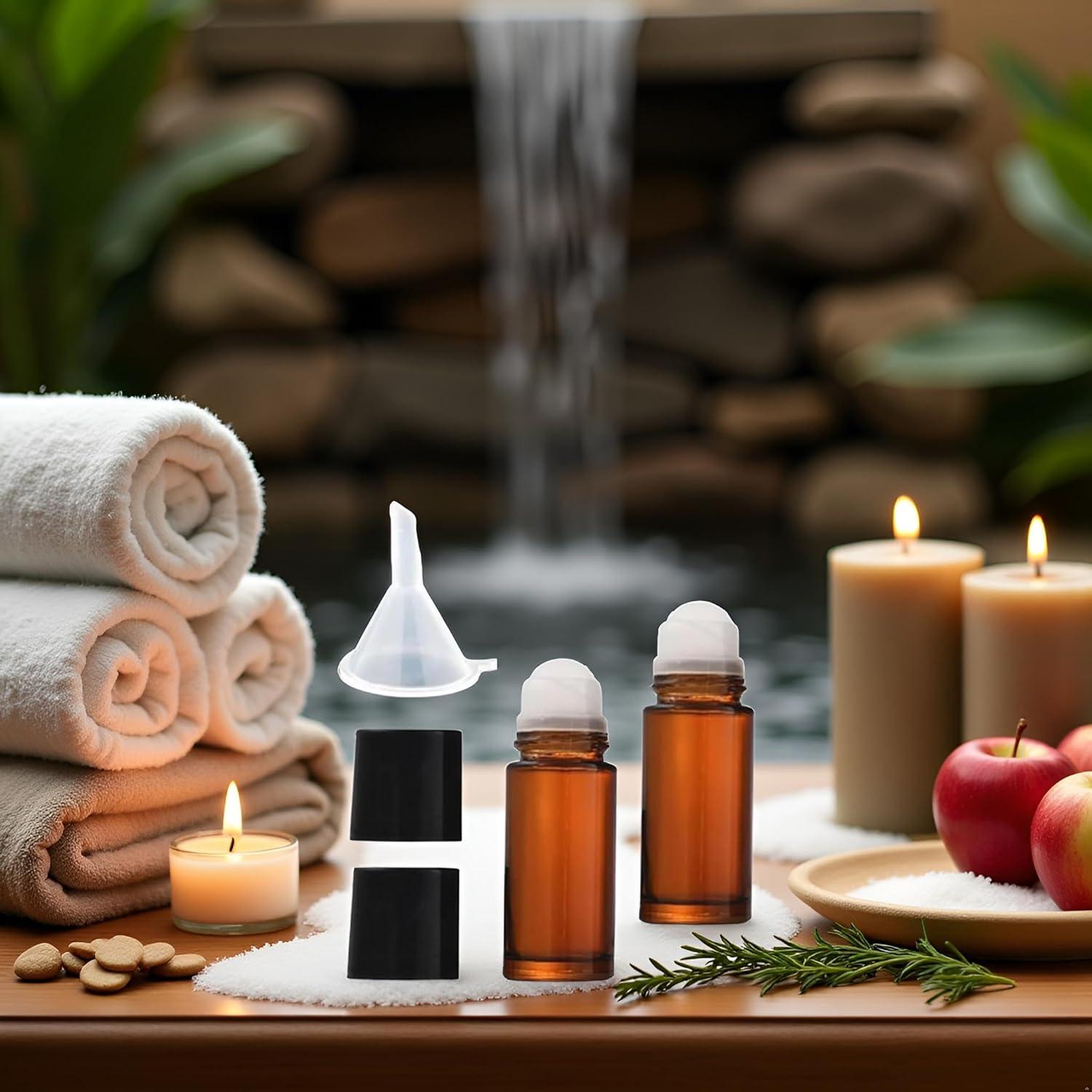 Set de 2 Botellas de Vidrio Marrón 50ml con Rodillo Galepromot